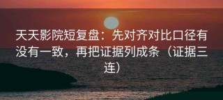 天天影院短复盘：先对齐对比口径有没有一致，再把证据列成条（证据三连）